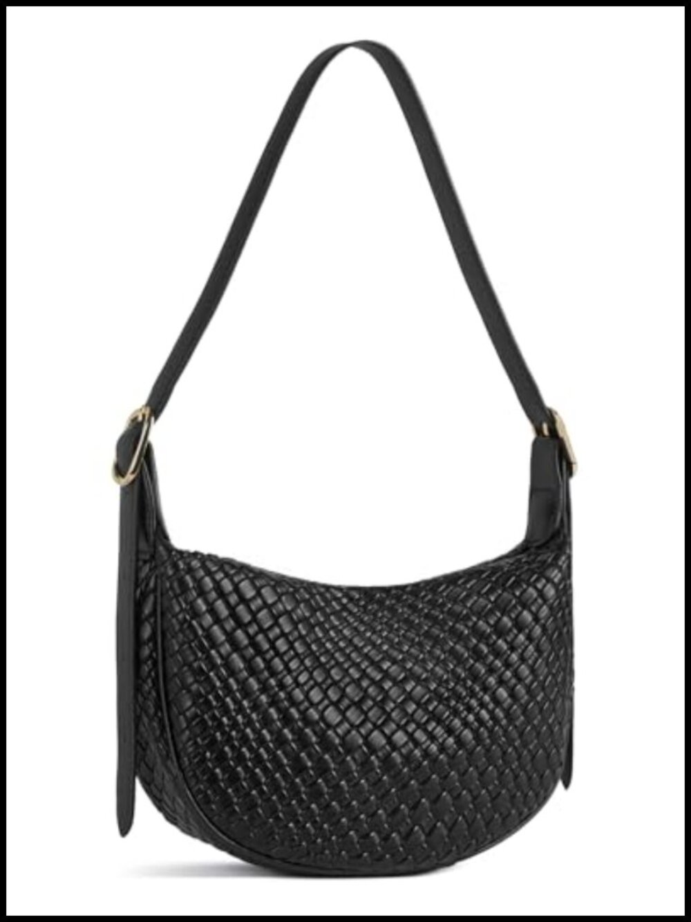 Vegan Leather Crescent Crossbody Bag Adjustable Strap Shoulder Hobo